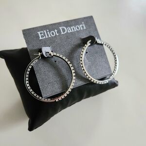 Eliot Danori Inside out Crystal Silver Tone Hoop Earrings